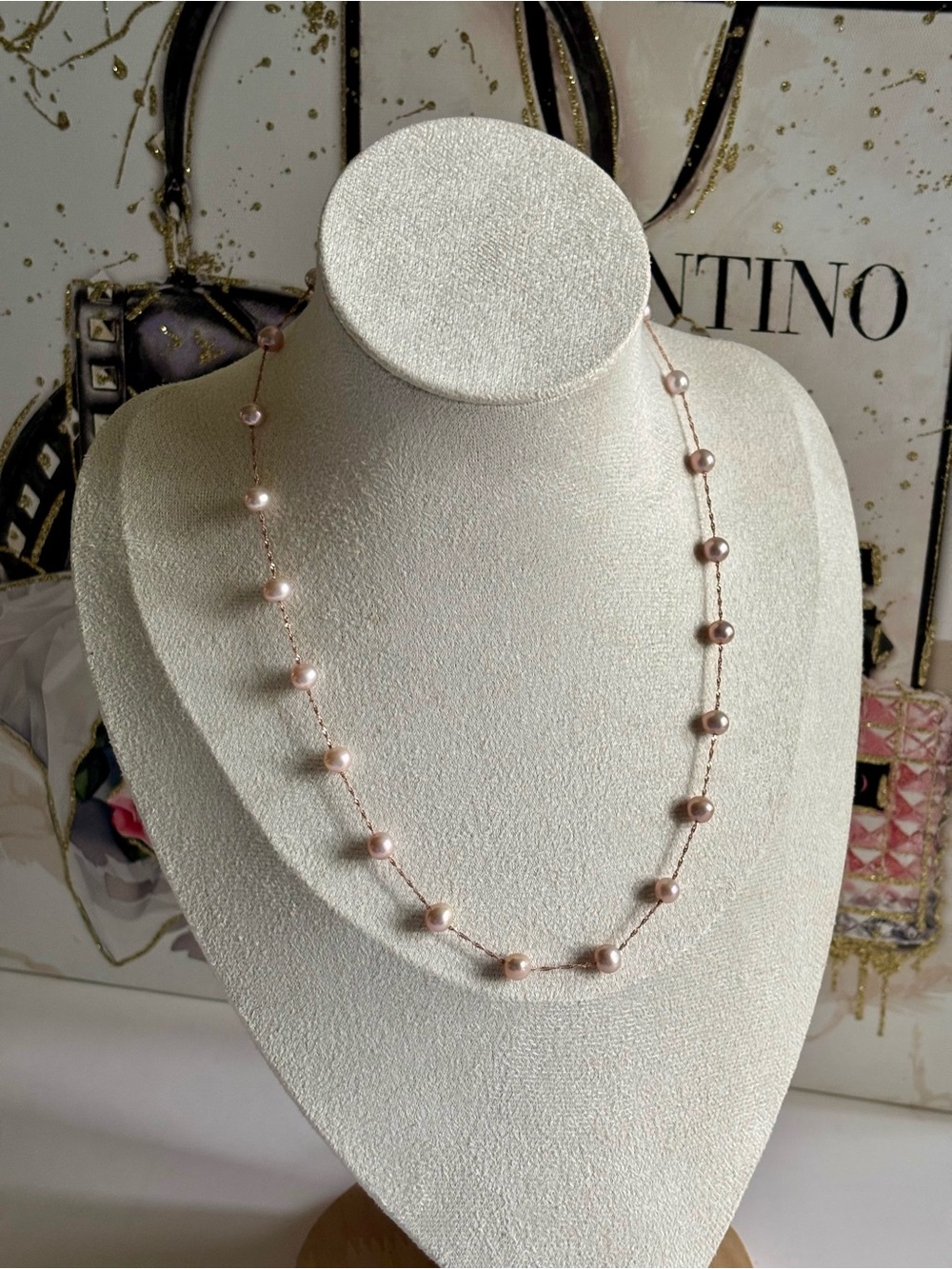 EFFY Cultured Freshwater Pearl Station 17” Necklace in 14k Rose Gold (5.5mm)